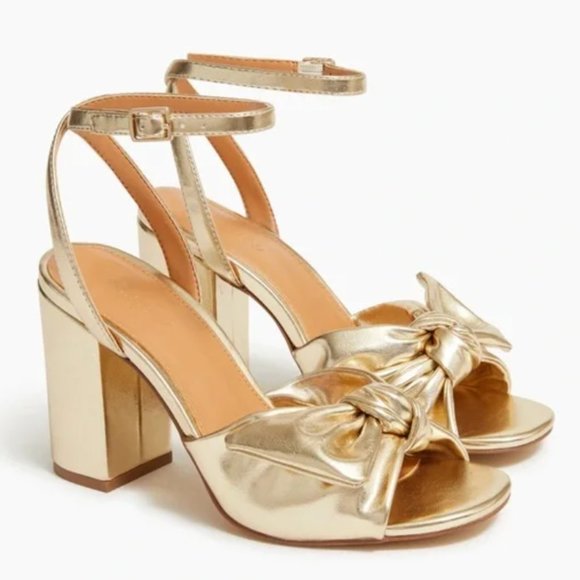 J. Crew Factory Shoes - J. Crew Gold Knotted Heeled Sandals, 8.5
